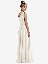 Rear View Thumbnail - Ivory One-Shoulder Scarf Bow Chiffon Junior Bridesmaid Dress