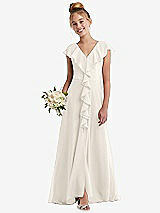 Front View Thumbnail - Ivory Cascading Ruffle Full Skirt Chiffon Junior Bridesmaid Dress