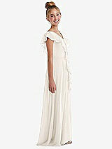 Side View Thumbnail - Ivory Cascading Ruffle Full Skirt Chiffon Junior Bridesmaid Dress