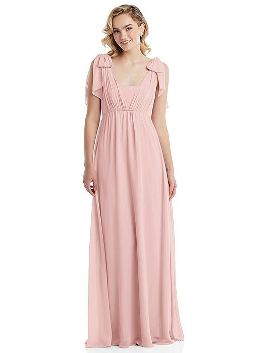 Empire Waist Shirred Skirt Convertible Sash Tie Maxi Dress