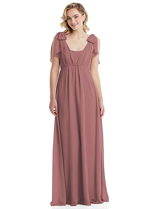 Empire Waist Shirred Skirt Convertible Sash Tie Maxi Dress