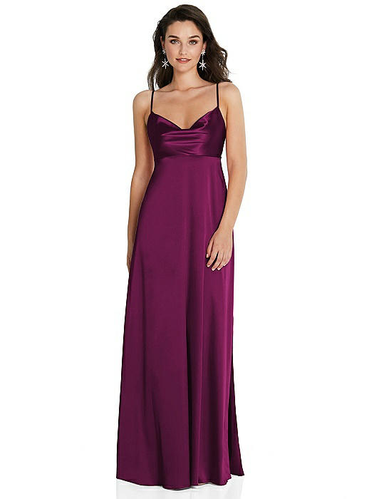 Cowl-Neck Empire Waist Maxi Dress with Adjustable Straps