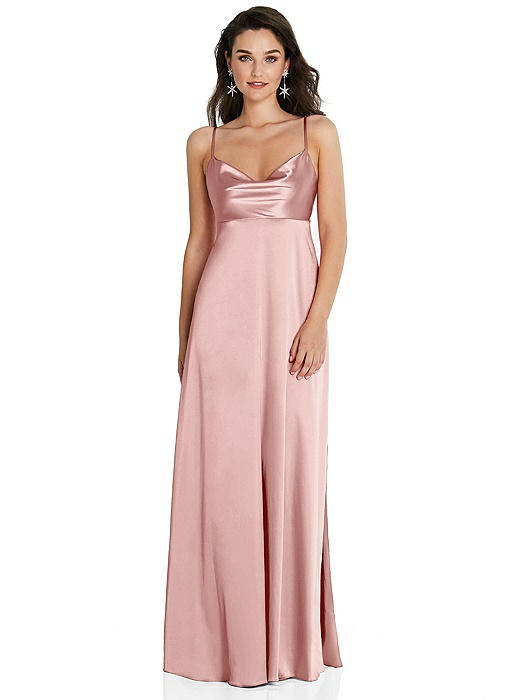 Cowl-Neck Empire Waist Maxi Dress with Adjustable Straps