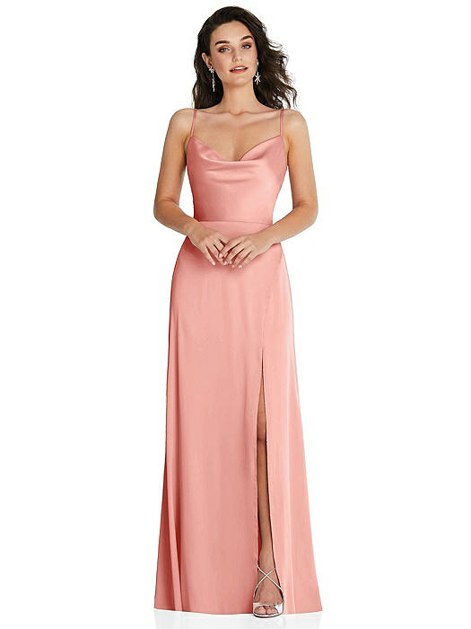 Cowl-Neck A-Line Maxi Dress with Adjustable Straps