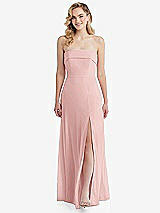 Front View Thumbnail - Rose Cuffed Strapless Maxi Dress with Front Slit