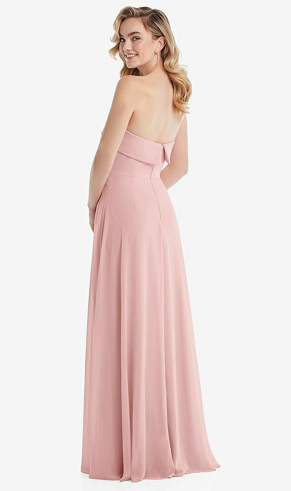 Back View - Rose Cuffed Strapless Maxi Dress with Front Slit