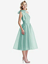 Side View Thumbnail - Coastal Scarf-Tie One-Shoulder Organdy Midi Dress