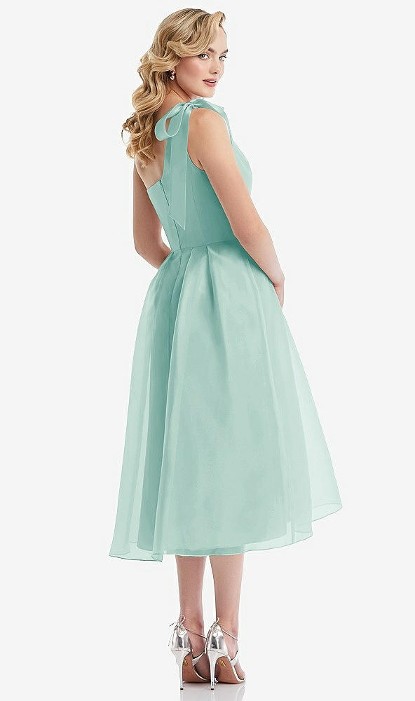 Back View - Coastal Scarf-Tie One-Shoulder Organdy Midi Dress