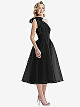Side View Thumbnail - Black Scarf-Tie One-Shoulder Organdy Midi Dress