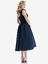 Rear View Thumbnail - Midnight Navy Scarf-Tie One-Shoulder Organdy Midi Dress