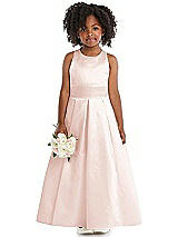 Front View Thumbnail - Blush Sleeveless Pleated Skirt Satin Flower Girl Dress