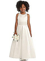 Front View Thumbnail - Ivory Sleeveless Pleated Skirt Satin Flower Girl Dress