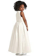 Rear View Thumbnail - Ivory Sleeveless Pleated Skirt Satin Flower Girl Dress