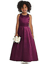 Front View Thumbnail - Ruby Sleeveless Pleated Skirt Satin Flower Girl Dress
