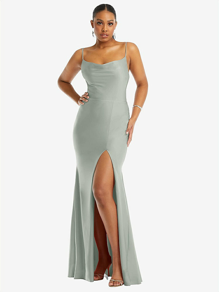 Deep V-neck Stretch Satin Mermaid Bridesmaid Dress With Slight