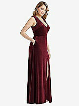 Side View Thumbnail - Cabernet Deep V-Neck Sleeveless Velvet Maxi Dress with Pockets