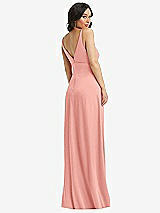 Rear View Thumbnail - Rose Skinny Strap Plunge Neckline Maxi Dress with Bow Detail