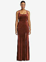 Front View Thumbnail - Auburn Moon Square Neck Closed Back Velvet Maxi Dress