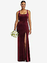 Alt View 1 Thumbnail - Cabernet Square Neck Closed Back Velvet Maxi Dress