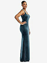 Side View Thumbnail - Dutch Blue Square Neck Closed Back Velvet Maxi Dress