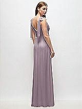 Rear View Thumbnail - Lilac Dusk Plunge Neckline Bow Shoulder Empire Waist Chiffon Maxi Dress
