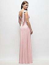 Rear View Thumbnail - Ballet Pink Plunge Neckline Bow Shoulder Empire Waist Chiffon Maxi Dress