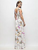 Rear View Thumbnail - Butterfly Botanica Ivory Plunge Neckline Bow Shoulder Empire Waist Chiffon Maxi Dress