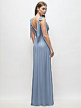 Rear View Thumbnail - Cloudy Plunge Neckline Bow Shoulder Empire Waist Chiffon Maxi Dress