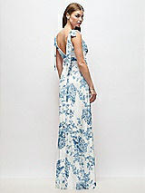 Rear View Thumbnail - Cottage Rose Dusk Blue Plunge Neckline Bow Shoulder Empire Waist Chiffon Maxi Dress