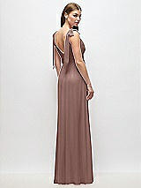Rear View Thumbnail - Sienna Plunge Neckline Bow Shoulder Empire Waist Chiffon Maxi Dress