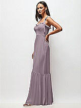 Side View Thumbnail - Lilac Dusk Tie-Shoulder Bustier Bodice Ruffle-Hem Maxi Dress