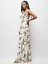 Side View Thumbnail - Palm Beach Print Tie-Shoulder Bustier Bodice Ruffle-Hem Maxi Dress