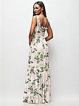 Rear View Thumbnail - Palm Beach Print Tie-Shoulder Bustier Bodice Ruffle-Hem Maxi Dress