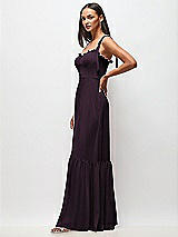 Side View Thumbnail - Aubergine Tie-Shoulder Bustier Bodice Ruffle-Hem Maxi Dress