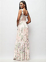 Rear View Thumbnail - Blush Garden Tie-Shoulder Bustier Bodice Ruffle-Hem Maxi Dress