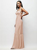 Side View Thumbnail - Cameo Tie-Shoulder Bustier Bodice Ruffle-Hem Maxi Dress