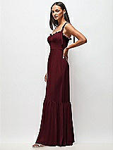 Side View Thumbnail - Cabernet Tie-Shoulder Bustier Bodice Ruffle-Hem Maxi Dress