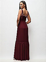 Rear View Thumbnail - Cabernet Tie-Shoulder Bustier Bodice Ruffle-Hem Maxi Dress