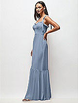Side View Thumbnail - Cloudy Tie-Shoulder Bustier Bodice Ruffle-Hem Maxi Dress