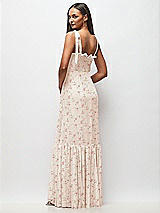 Rear View Thumbnail - Coquette Floral Print Tie-Shoulder Bustier Bodice Ruffle-Hem Maxi Dress