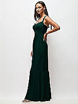 Side View Thumbnail - Evergreen Tie-Shoulder Bustier Bodice Ruffle-Hem Maxi Dress