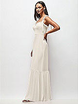 Side View Thumbnail - Ivory Tie-Shoulder Bustier Bodice Ruffle-Hem Maxi Dress