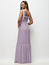 Rear View Thumbnail - Lilac Haze Tie-Shoulder Bustier Bodice Ruffle-Hem Maxi Dress
