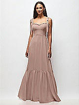 Front View Thumbnail - Neu Nude Tie-Shoulder Bustier Bodice Ruffle-Hem Maxi Dress