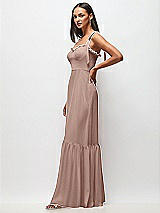 Side View Thumbnail - Neu Nude Tie-Shoulder Bustier Bodice Ruffle-Hem Maxi Dress