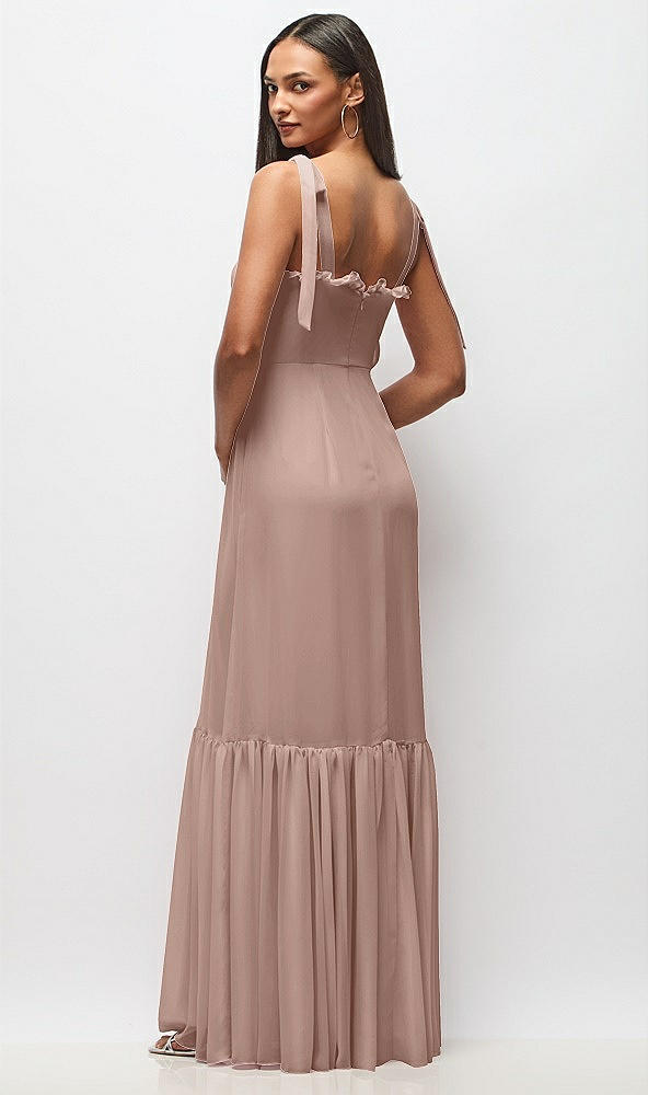Back View - Neu Nude Tie-Shoulder Bustier Bodice Ruffle-Hem Maxi Dress