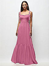 Front View Thumbnail - Orchid Pink Tie-Shoulder Bustier Bodice Ruffle-Hem Maxi Dress