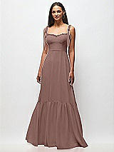 Front View Thumbnail - Sienna Tie-Shoulder Bustier Bodice Ruffle-Hem Maxi Dress