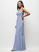 Side View Thumbnail - Sky Blue Tie-Shoulder Bustier Bodice Ruffle-Hem Maxi Dress