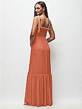 Rear View Thumbnail - Terracotta Copper Tie-Shoulder Bustier Bodice Ruffle-Hem Maxi Dress